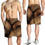 Bronze Snake Print Men's Shorts