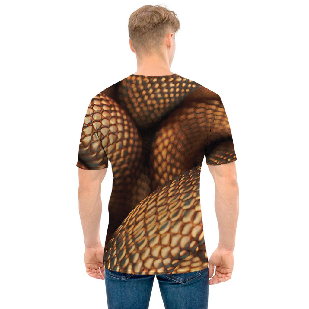 Bronze Snake Print Men's T-Shirt