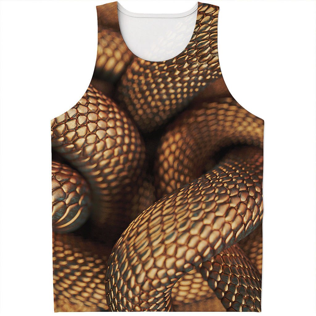 Bronze Snake Print Men's Tank Top