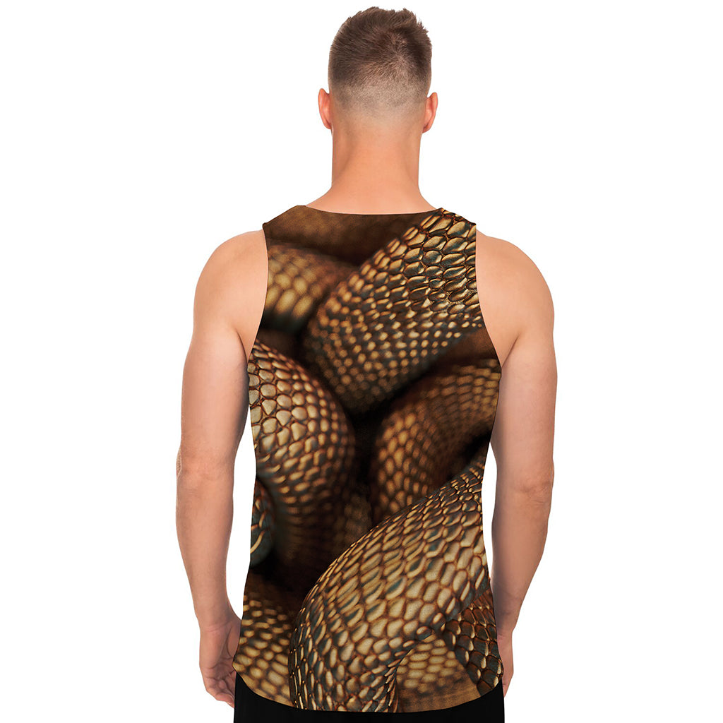 Bronze Snake Print Men's Tank Top