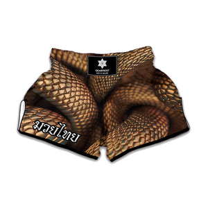 Bronze Snake Print Muay Thai Boxing Shorts