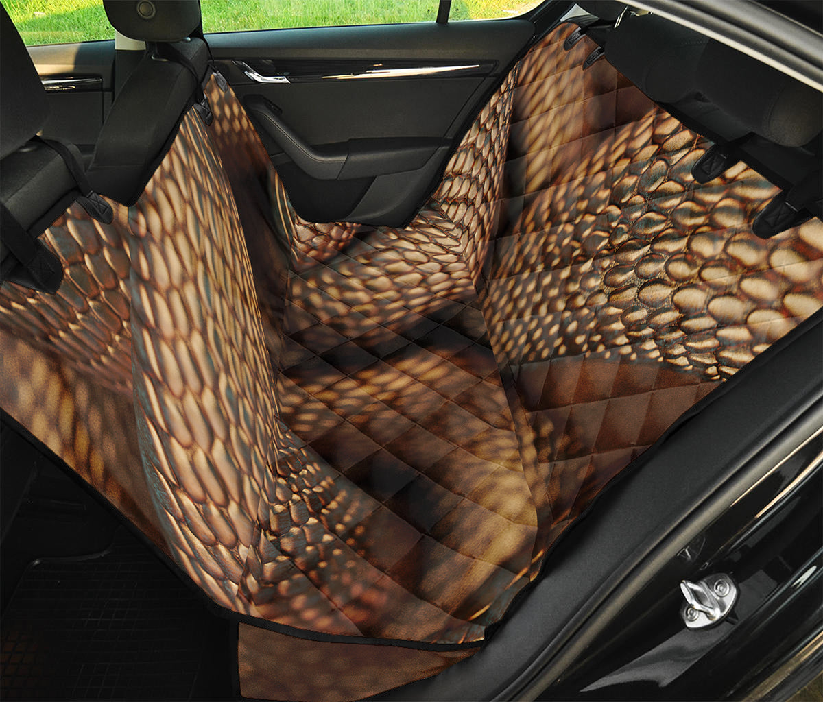Bronze Snake Print Pet Car Back Seat Cover