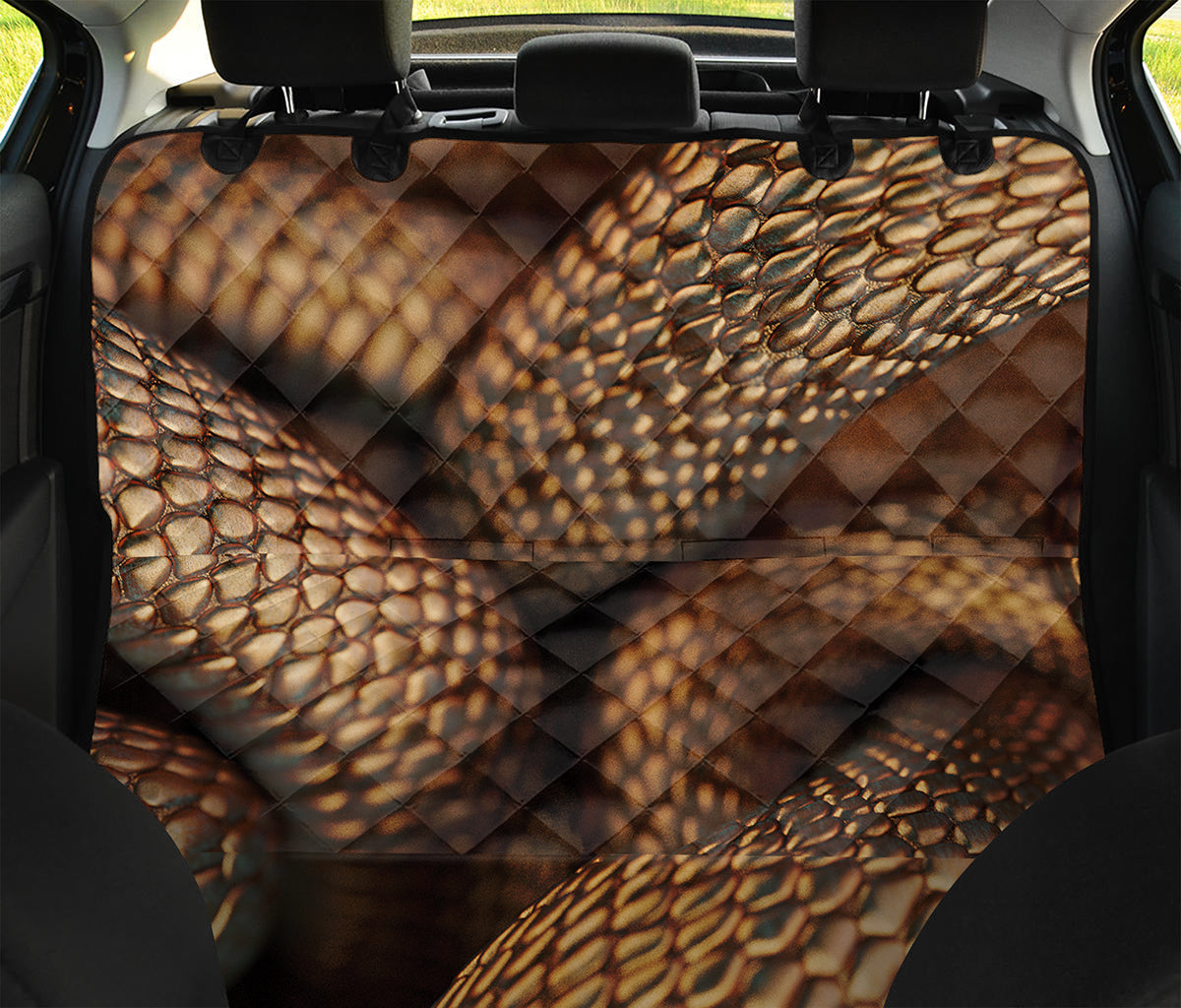 Bronze Snake Print Pet Car Back Seat Cover
