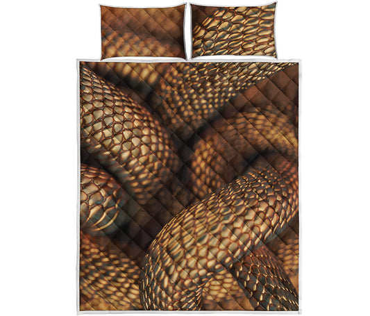 Bronze Snake Print Quilt Bed Set