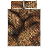 Bronze Snake Print Quilt Bed Set