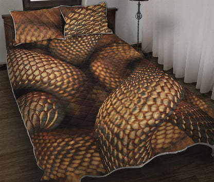 Bronze Snake Print Quilt Bed Set