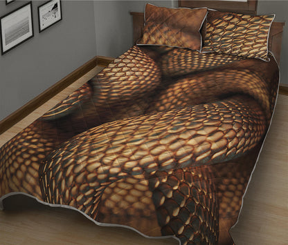 Bronze Snake Print Quilt Bed Set