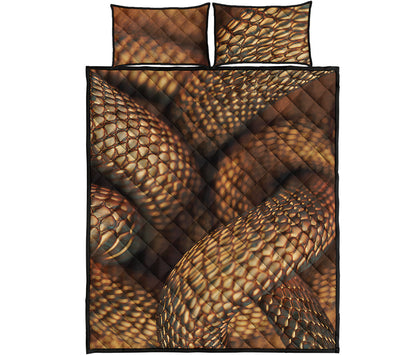 Bronze Snake Print Quilt Bed Set