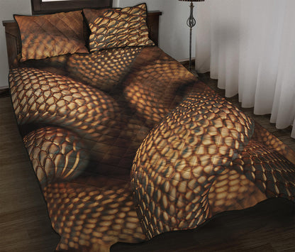 Bronze Snake Print Quilt Bed Set
