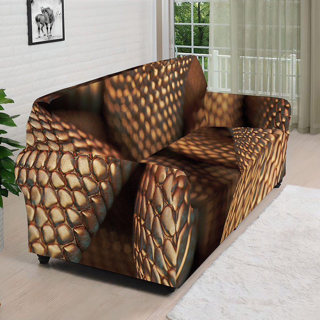 Bronze Snake Print Sofa Cover