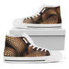 Bronze Snake Print White High Top Shoes