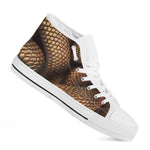 Bronze Snake Print White High Top Shoes