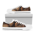Bronze Snake Print White Low Top Sneakers