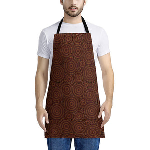 Brown Aboriginal Dot Pattern Print Apron