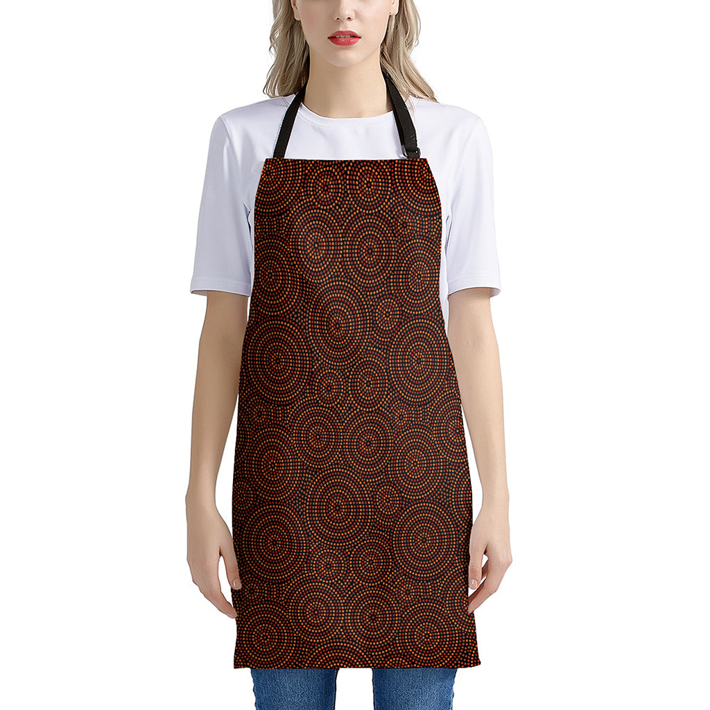 Brown Aboriginal Dot Pattern Print Apron