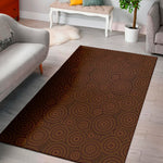 Brown Aboriginal Dot Pattern Print Area Rug