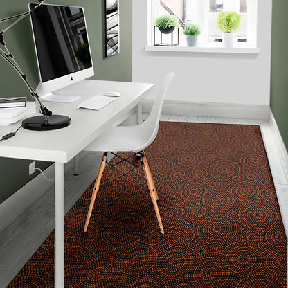Brown Aboriginal Dot Pattern Print Area Rug