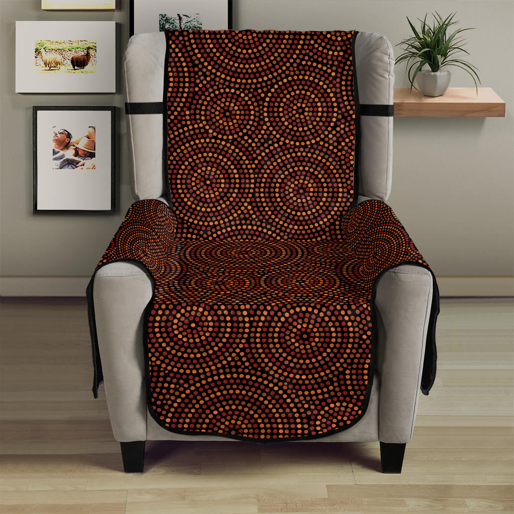 Brown Aboriginal Dot Pattern Print Armchair Protector