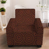 Brown Aboriginal Dot Pattern Print Armchair Slipcover