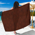 Brown Aboriginal Dot Pattern Print Beach Sarong Wrap