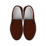 Brown Aboriginal Dot Pattern Print Black Slip On Shoes