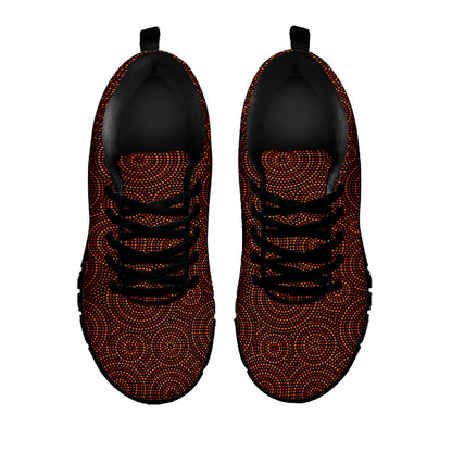 Brown Aboriginal Dot Pattern Print Black Sneakers