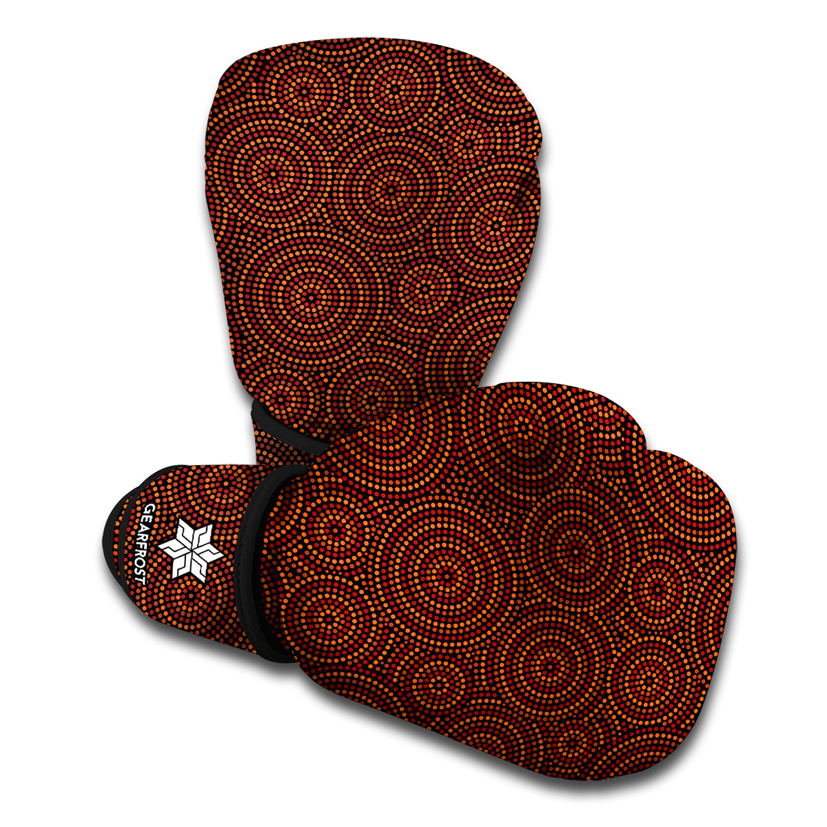 Brown Aboriginal Dot Pattern Print Boxing Gloves