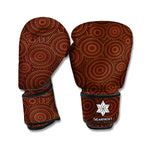 Brown Aboriginal Dot Pattern Print Boxing Gloves