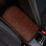 Brown Aboriginal Dot Pattern Print Car Center Console Cover