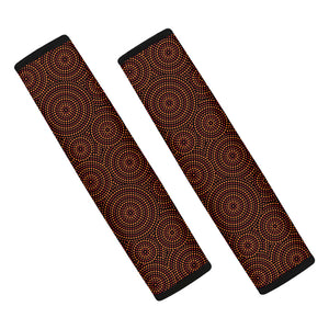 Brown Aboriginal Dot Pattern Print Car Seat Belt Covers