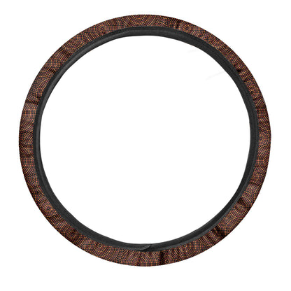 Brown Aboriginal Dot Pattern Print Car Steering Wheel Cover