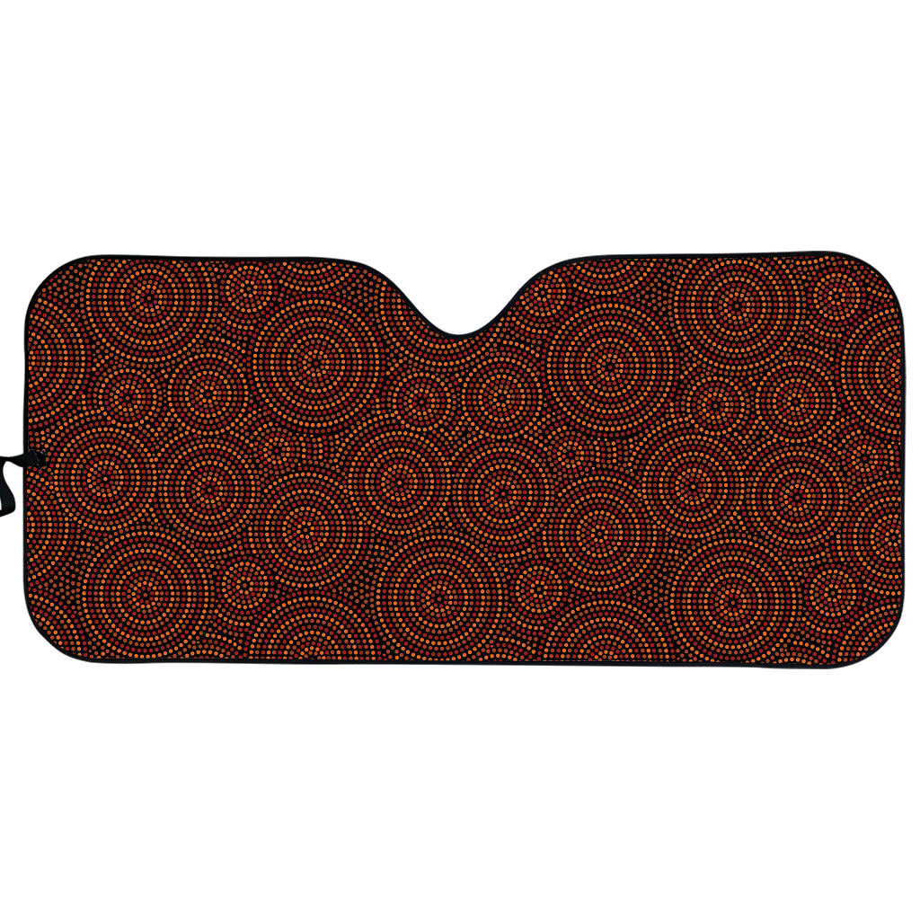 Brown Aboriginal Dot Pattern Print Car Sun Shade