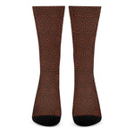 Brown Aboriginal Dot Pattern Print Crew Socks