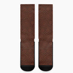 Brown Aboriginal Dot Pattern Print Crew Socks