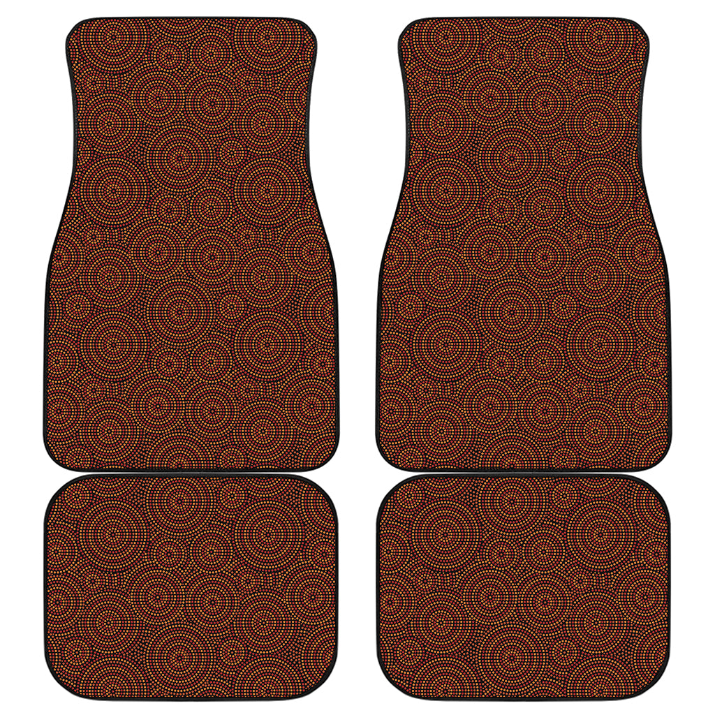 Brown Aboriginal Dot Pattern Print Front and Back Car Floor Mats