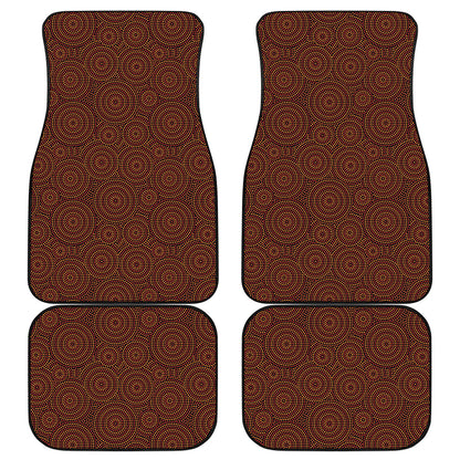 Brown Aboriginal Dot Pattern Print Front and Back Car Floor Mats