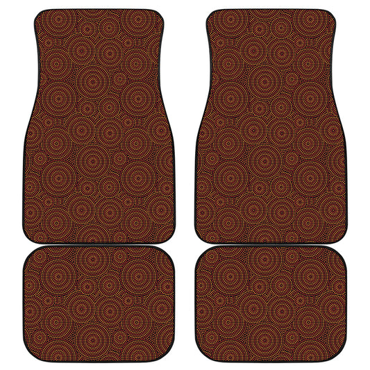 Brown Aboriginal Dot Pattern Print Front and Back Car Floor Mats