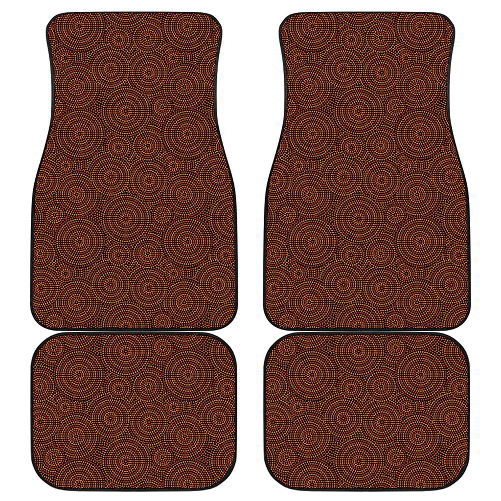 Brown Aboriginal Dot Pattern Print Front and Back Car Floor Mats