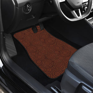 Brown Aboriginal Dot Pattern Print Front and Back Car Floor Mats