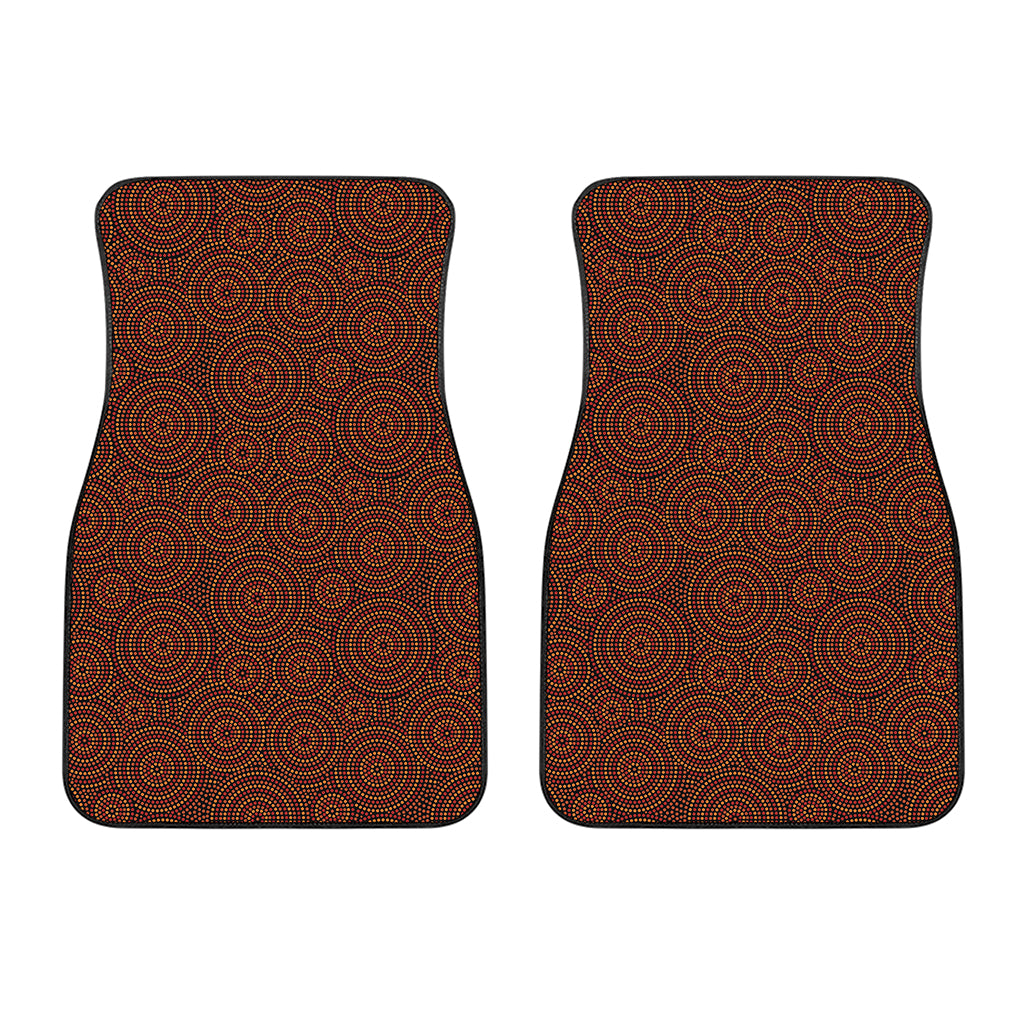 Brown Aboriginal Dot Pattern Print Front Car Floor Mats