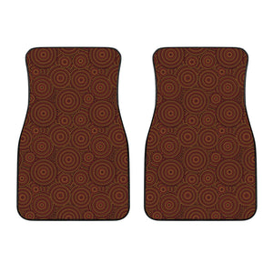 Brown Aboriginal Dot Pattern Print Front Car Floor Mats