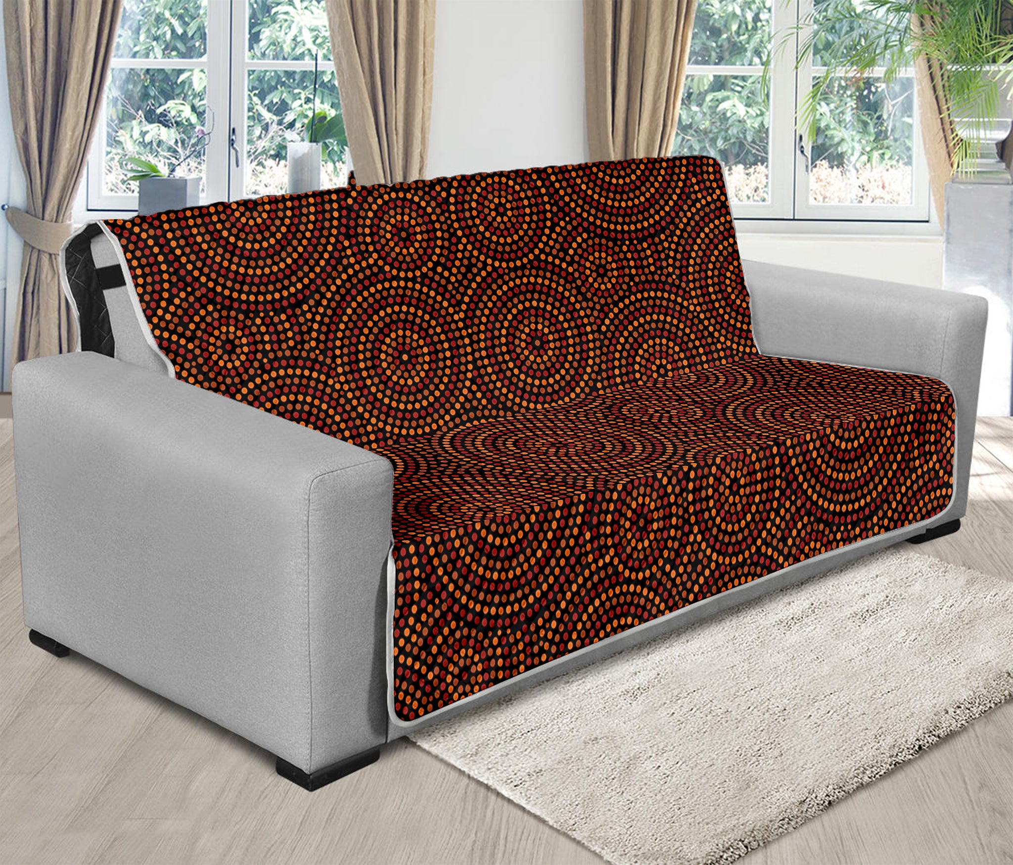 Brown Aboriginal Dot Pattern Print Futon Protector