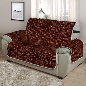 Brown Aboriginal Dot Pattern Print Half Sofa Protector