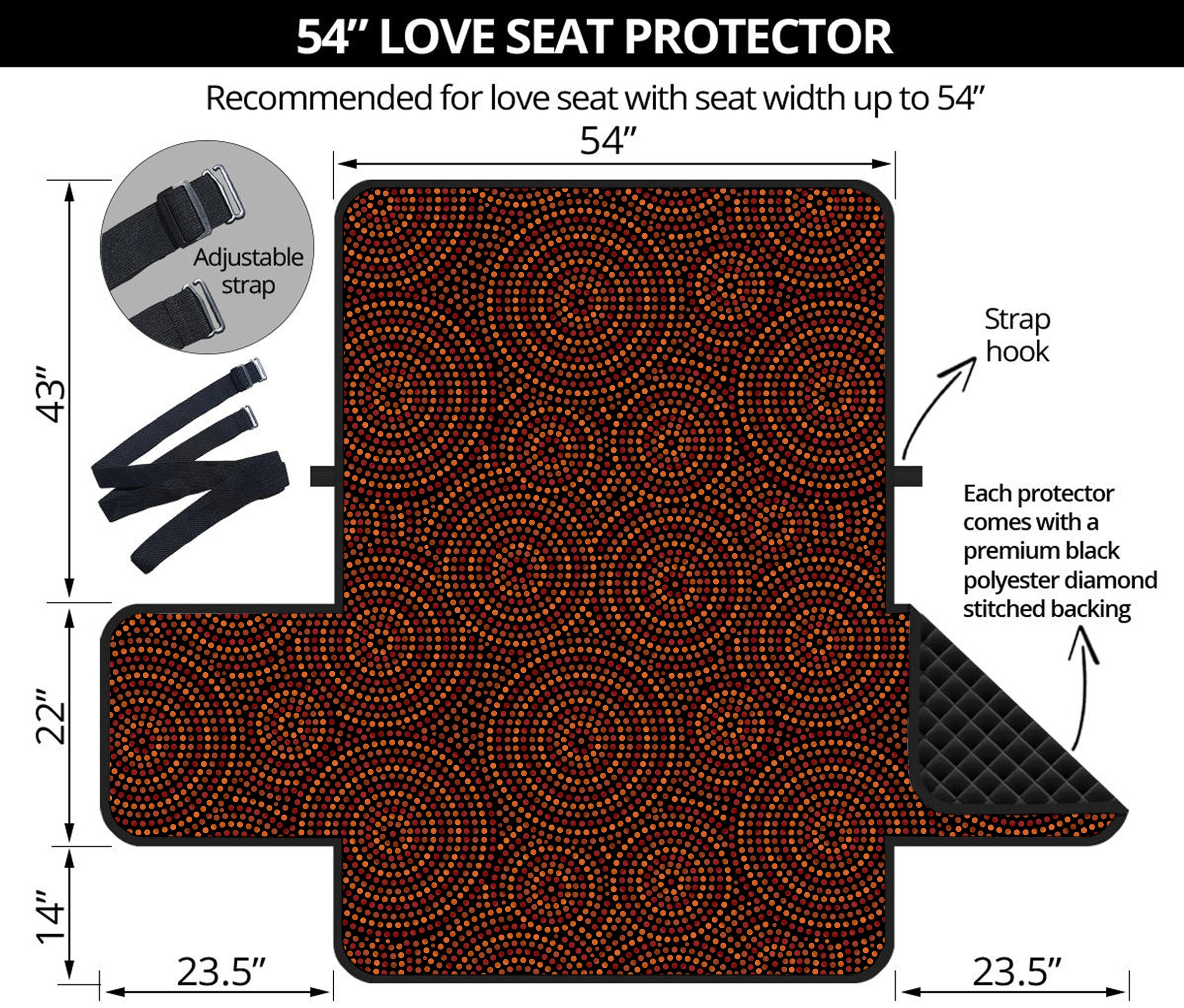 Brown Aboriginal Dot Pattern Print Loveseat Protector