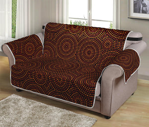 Brown Aboriginal Dot Pattern Print Loveseat Protector