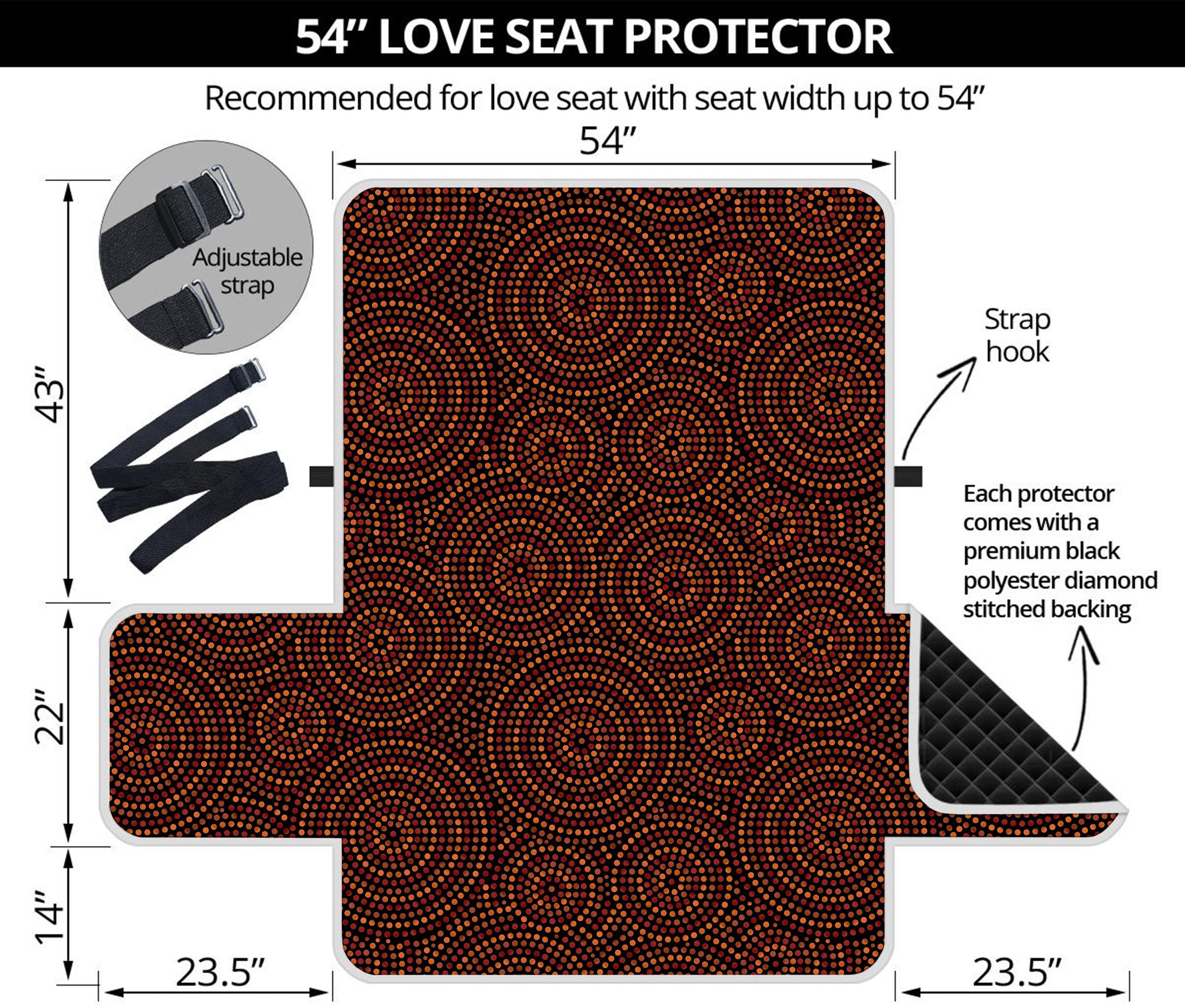 Brown Aboriginal Dot Pattern Print Loveseat Protector