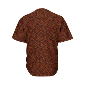 Brown Aboriginal Dot Pattern Print Men's Baseball Jersey