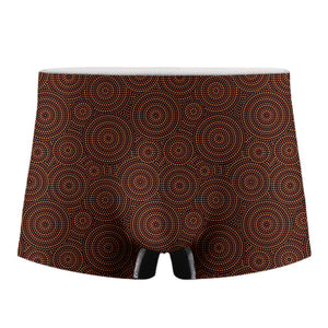 Brown Aboriginal Dot Pattern Print Men's Boxer Briefs