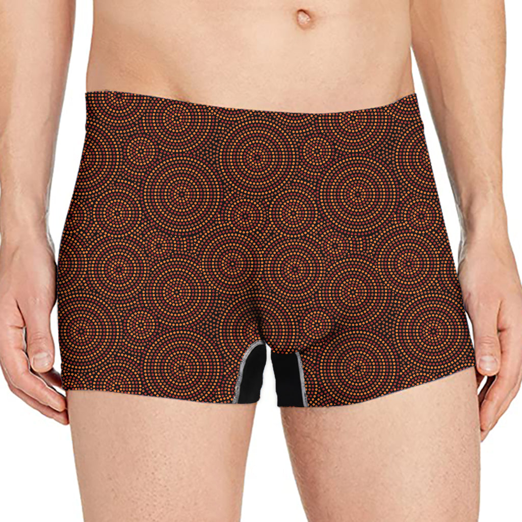 Brown Aboriginal Dot Pattern Print Men's Boxer Briefs