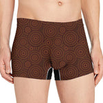 Brown Aboriginal Dot Pattern Print Men's Boxer Briefs